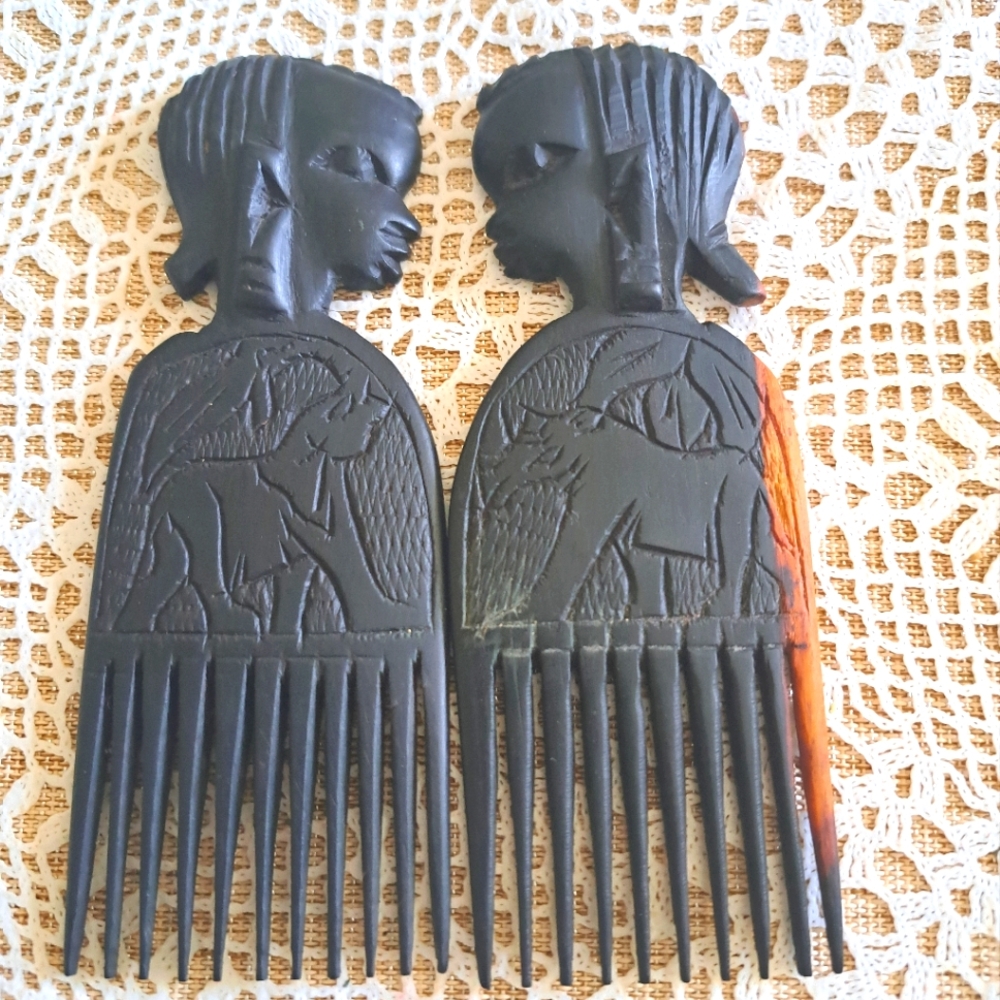 Handcrafted Black and Brown Hair Combs/Picks.